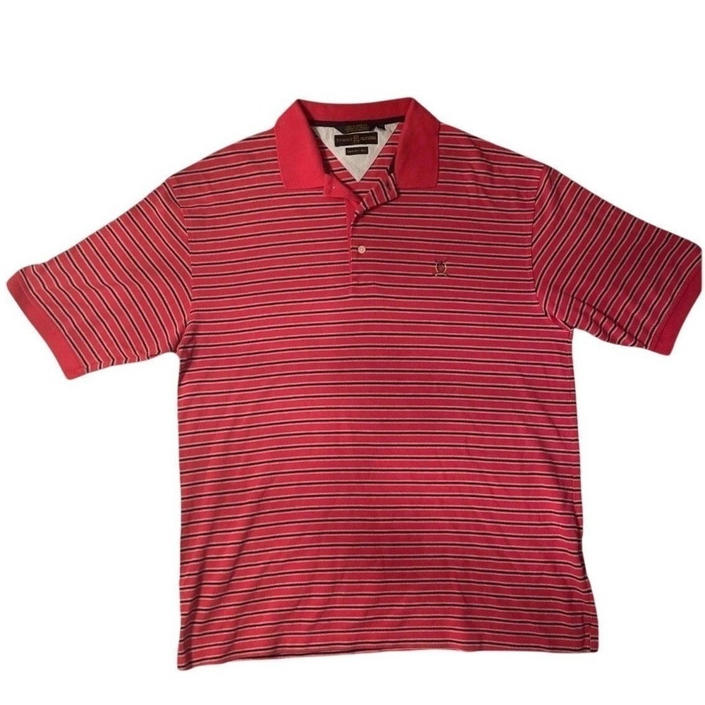 Tommy Hilfiger Golf Polo Shirt Mens XL Red Striped Comfort Dry Short Sleeve
